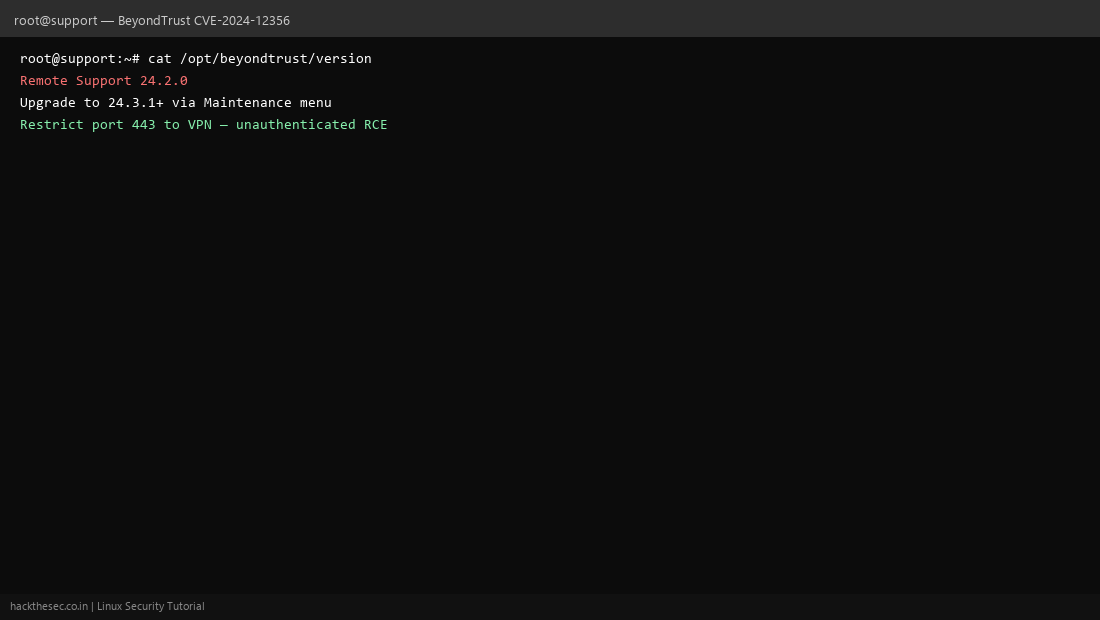 BeyondTrust Remote Support patch for CVE-2024-12356