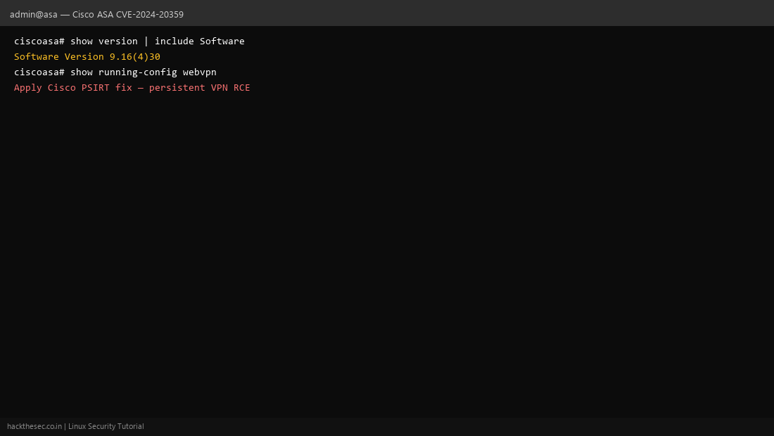 Cisco ASA software version check for CVE-2024-20359