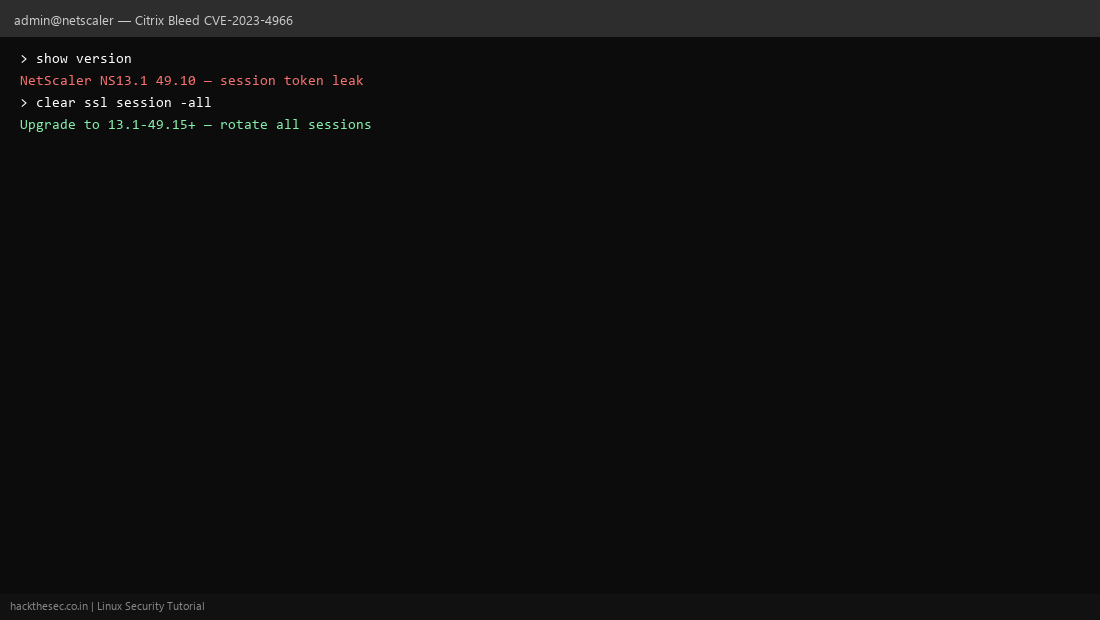 Citrix NetScaler patch for CVE-2023-4966 Citrix Bleed