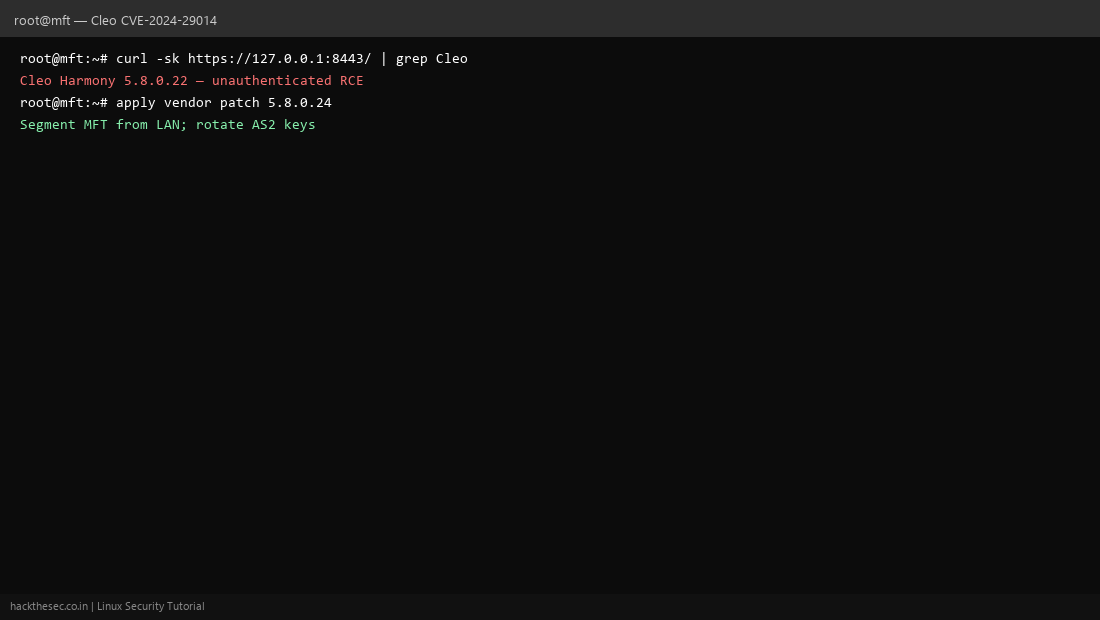 Cleo Harmony file transfer version check for CVE-2024-29014