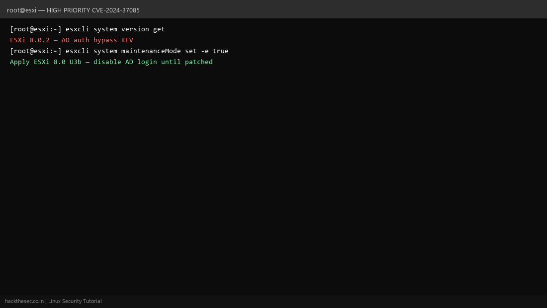 VMware ESXi AD auth bypass patch CVE-2024-37085
