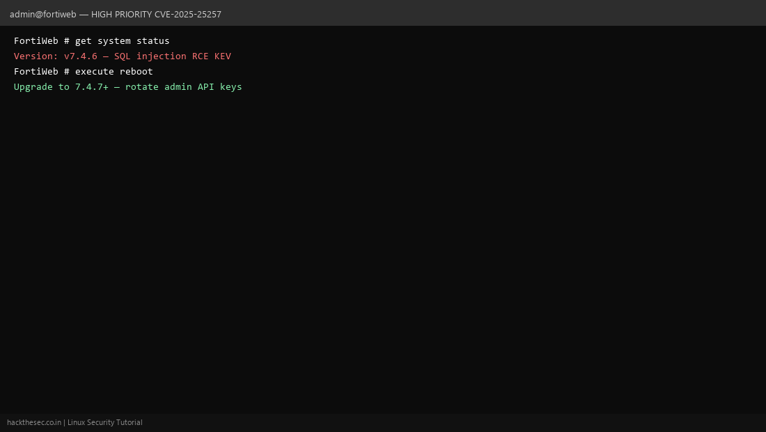 Fortinet FortiWeb patch for CVE-2025-25257