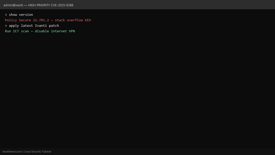 Ivanti Policy Secure patch CVE-2025-0288