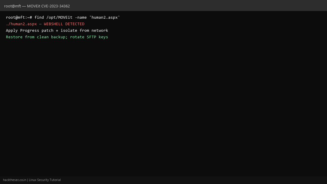 MOVEit Transfer patch for CVE-2023-34362 SQL injection