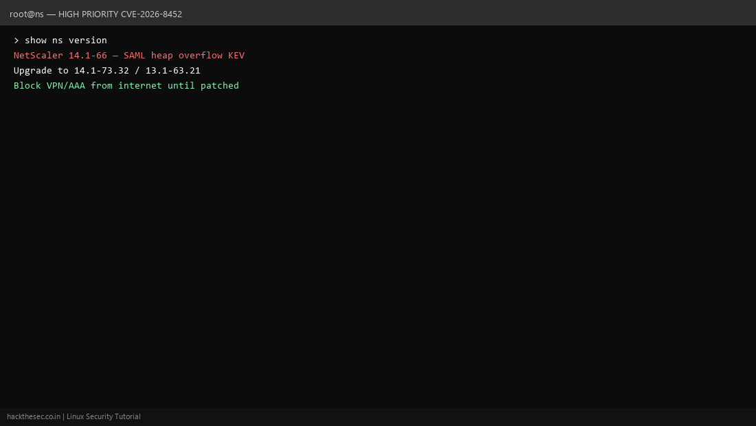Citrix NetScaler patch for CVE-2026-8452 pre-auth RCE