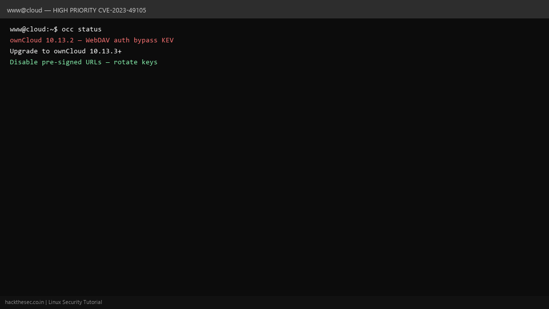 ownCloud patch for CVE-2023-49105 WebDAV bypass