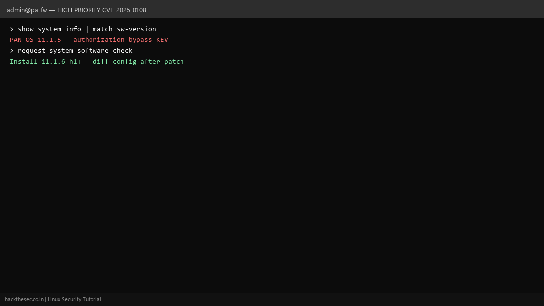 PAN-OS authorization bypass patch CVE-2025-0108