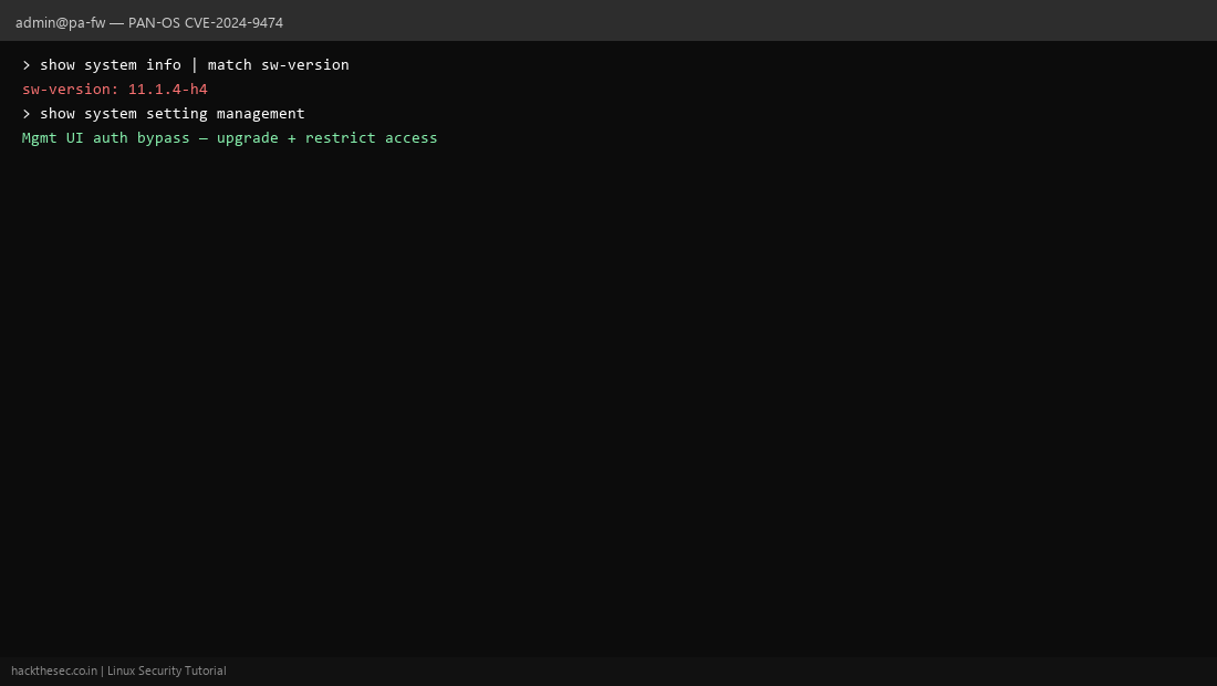 PAN-OS management interface check for CVE-2024-9474