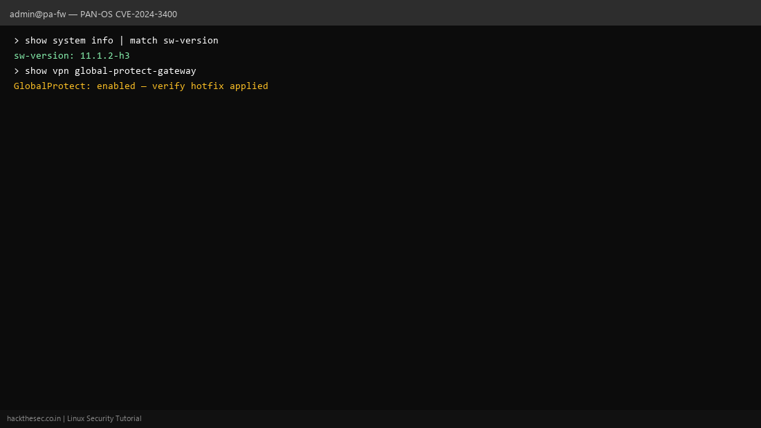 PAN-OS GlobalProtect version check for CVE-2024-3400