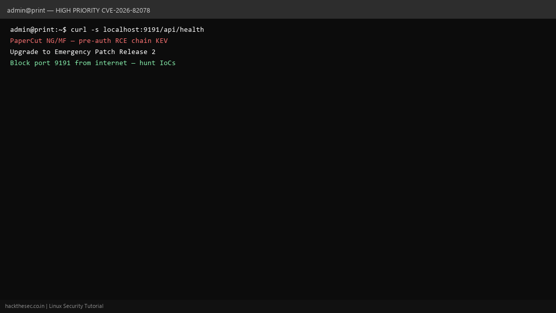 PaperCut NG MF patch for CVE-2026-82078 unsafe class loading RCE