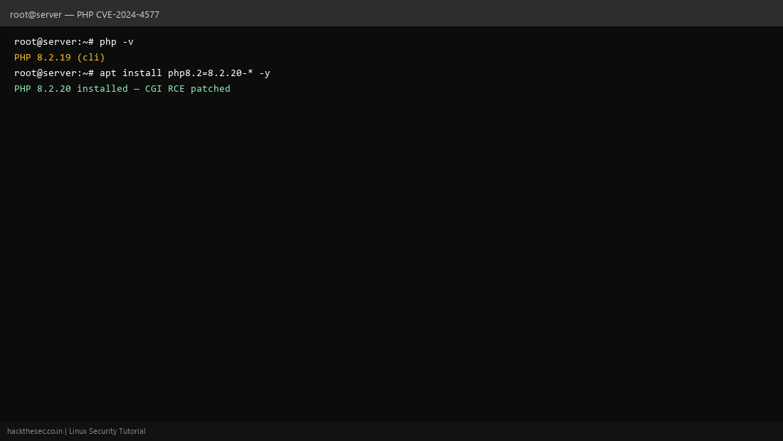 PHP version check for CVE-2024-4577 CGI argument injection