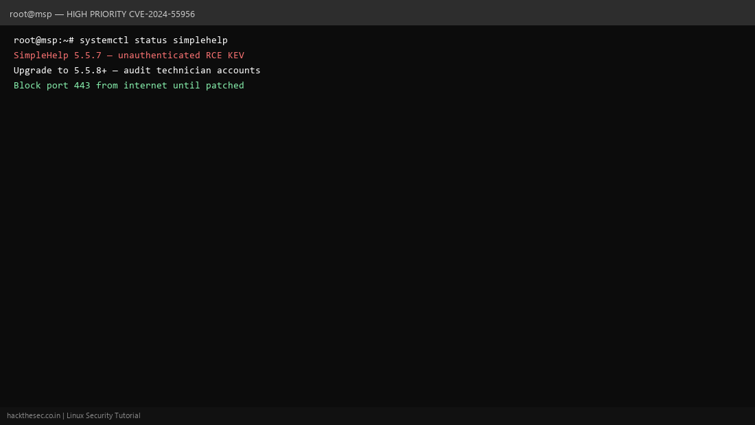 SimpleHelp patch for CVE-2024-55956