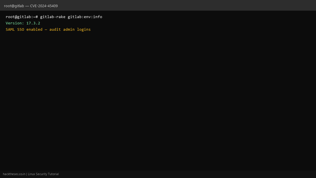 GitLab version check for CVE-2024-45409 SAML bypass