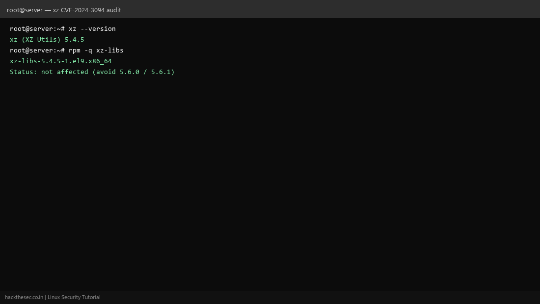 Checking xz and liblzma package versions for CVE-2024-3094 backdoor