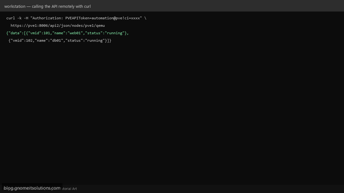Calling Proxmox API remotely with curl and API token