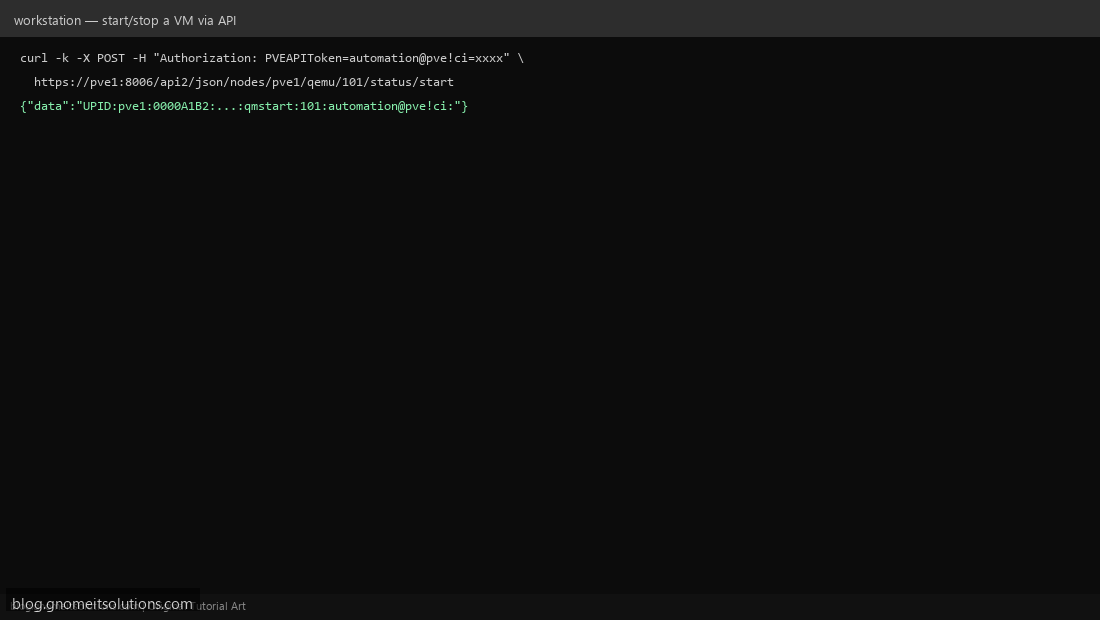 Starting Proxmox VM remotely via API POST request