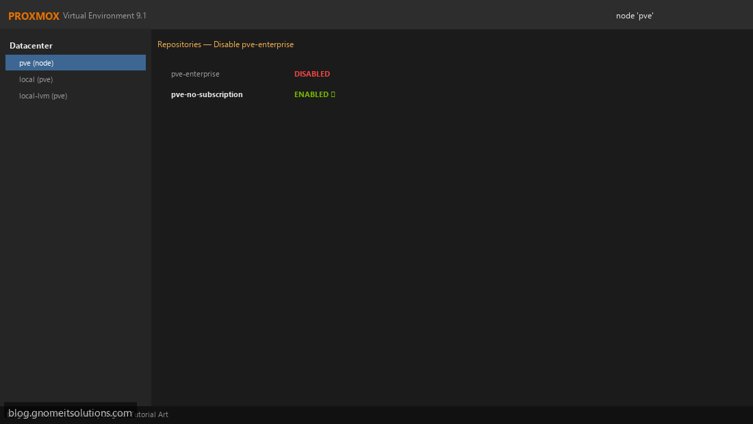 Proxmox disable enterprise enable no-subscription