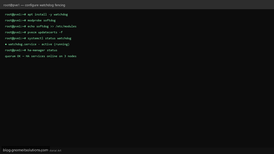 Proxmox HA watchdog fencing softdog quorum