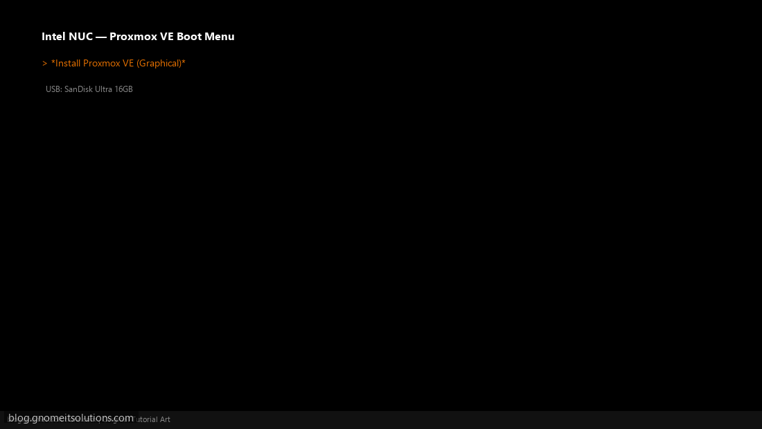 Intel NUC Proxmox boot menu USB