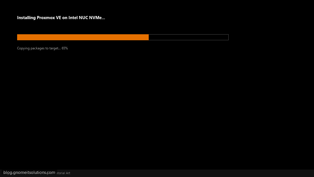 Proxmox installation progress Intel NUC