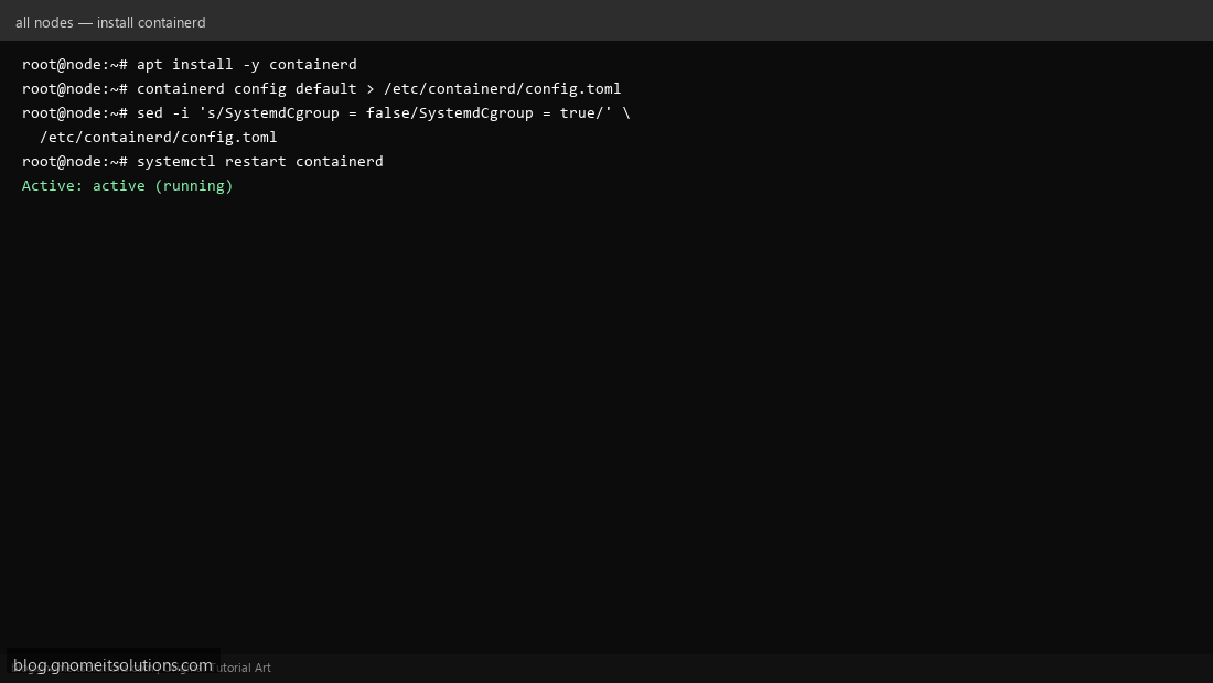 Installing containerd container runtime for Kubernetes nodes