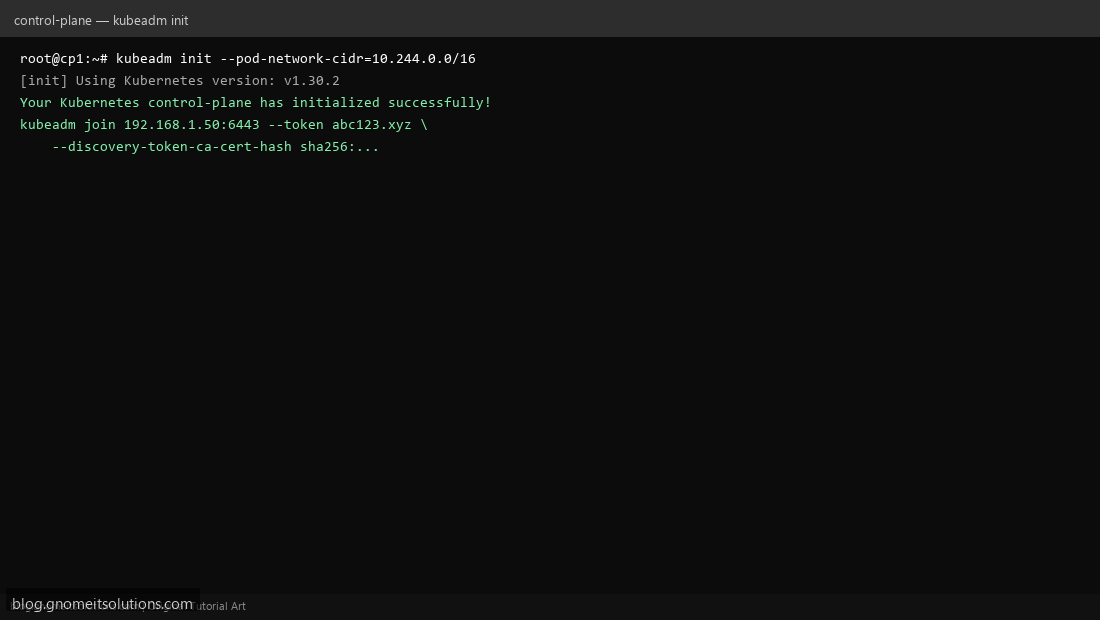 kubeadm init bootstrapping Kubernetes control plane