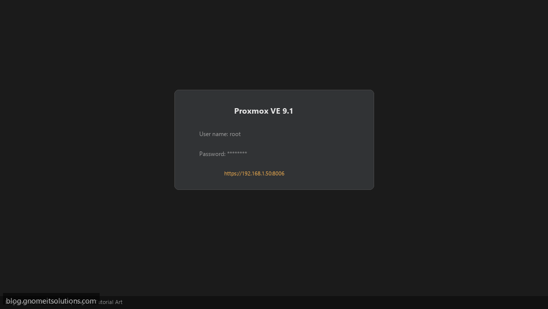 Proxmox VE 9.1 web login homelab