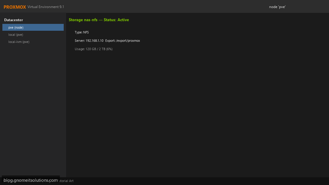Proxmox NFS storage active status