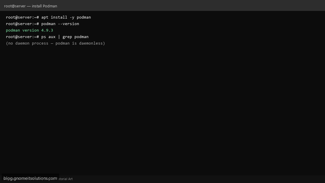 Installing Podman package showing no daemon process
