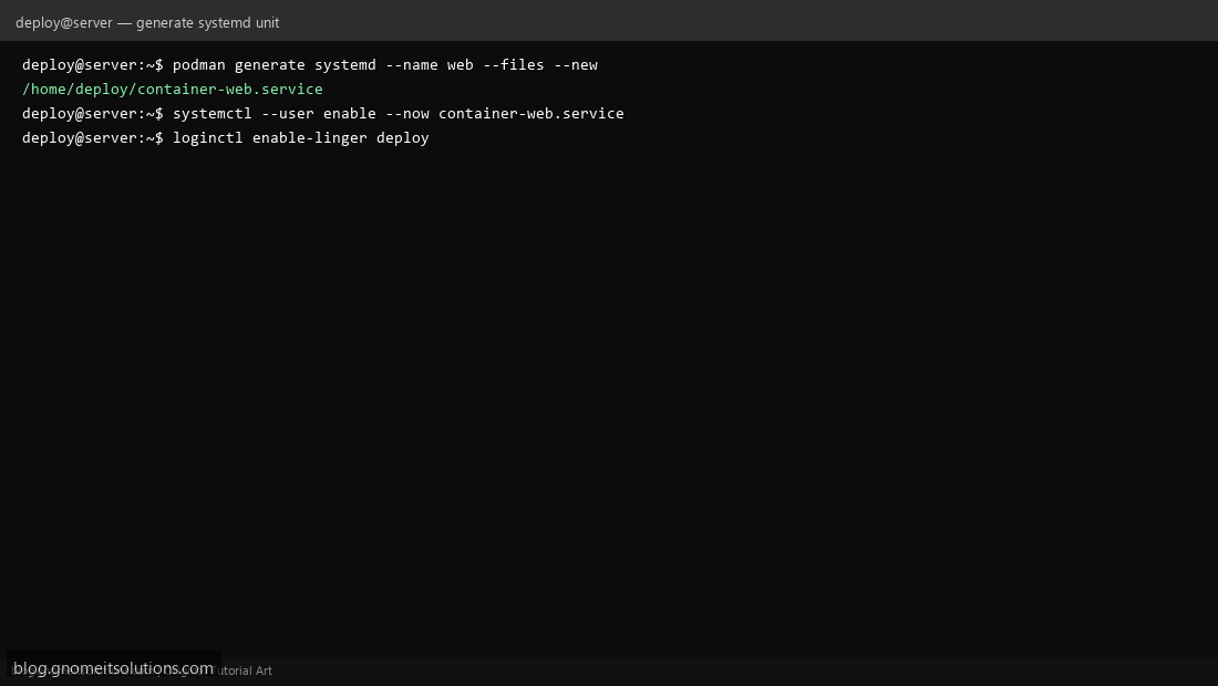 Generating systemd unit from Podman container for auto-start
