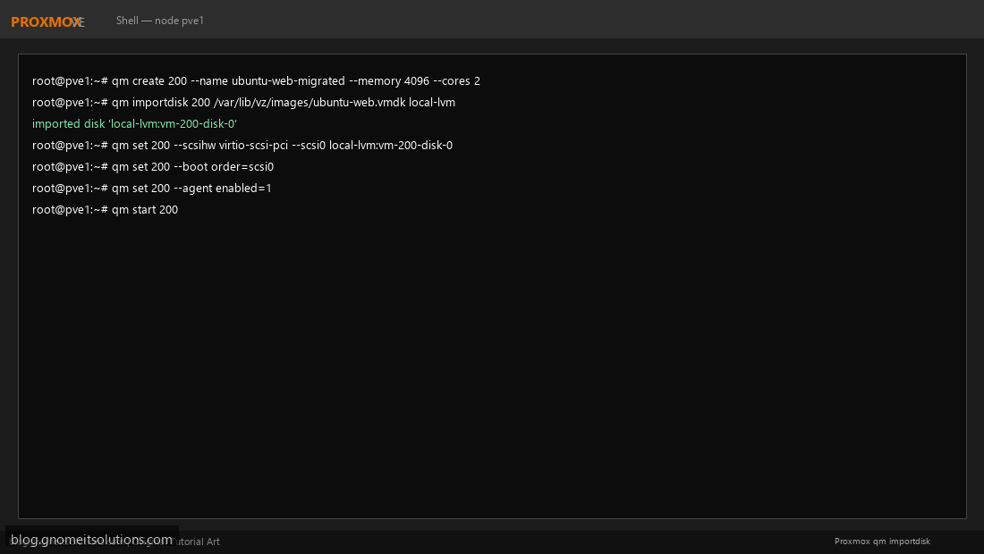 Proxmox qm importdisk migrate ESXi VMDK