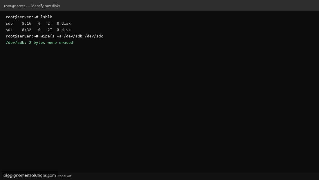 Identifying and wiping raw disks for RAID setup
