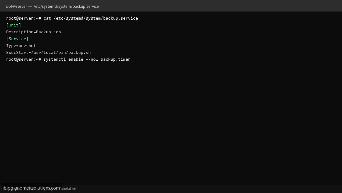 systemd service unit paired with timer for backup script