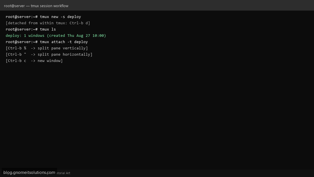 Installing tmux and starting a named session