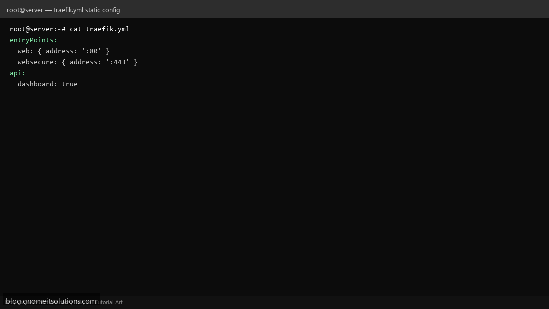Configuring Traefik entrypoints web websecure and dashboard