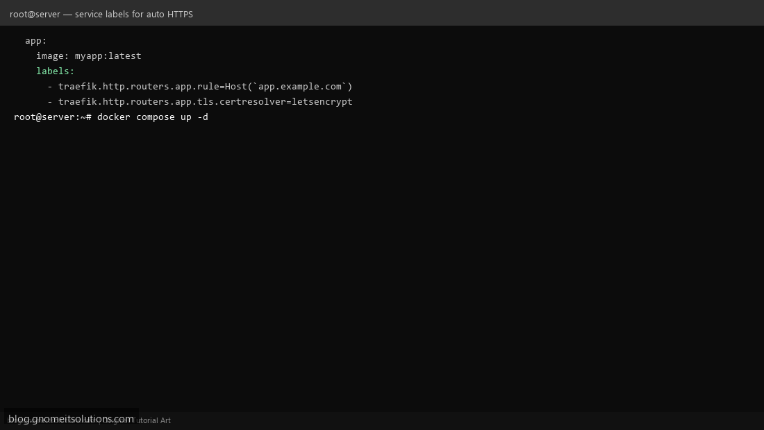 Adding Traefik routing labels for automatic HTTPS on a service