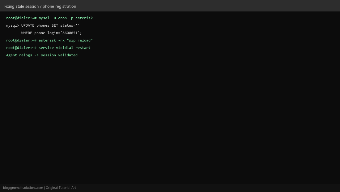 Clearing stale ViciDial phone status field in database