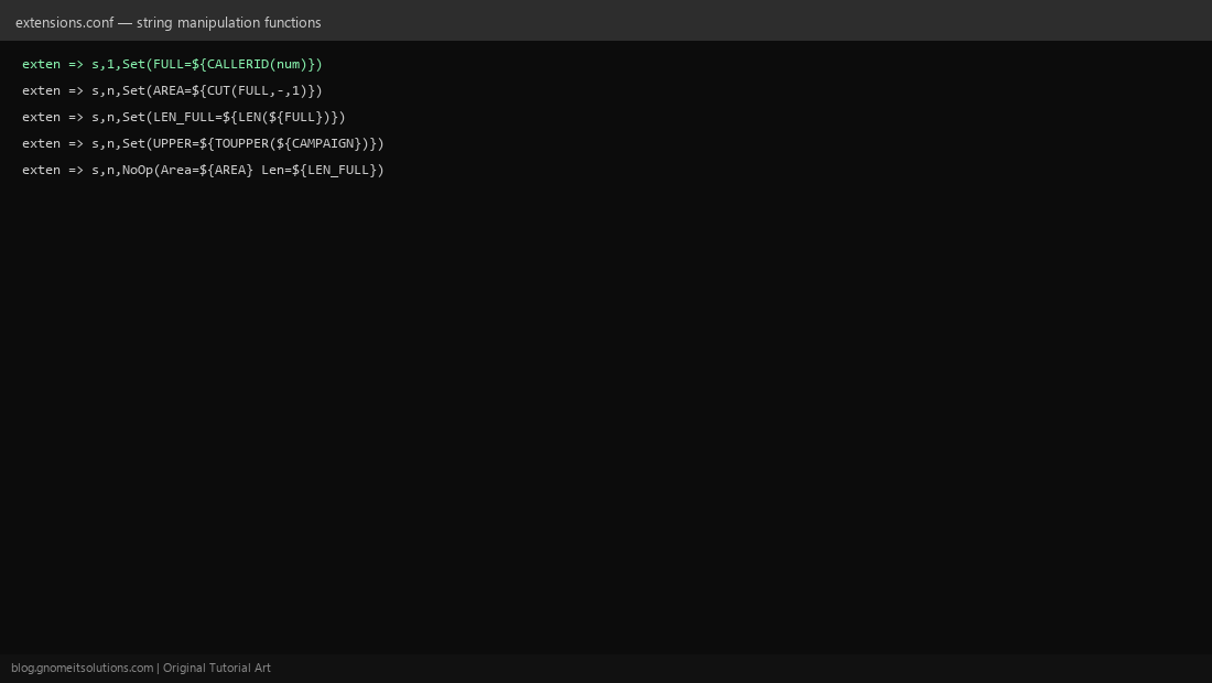 Asterisk string manipulation functions CUT LEN TOUPPER