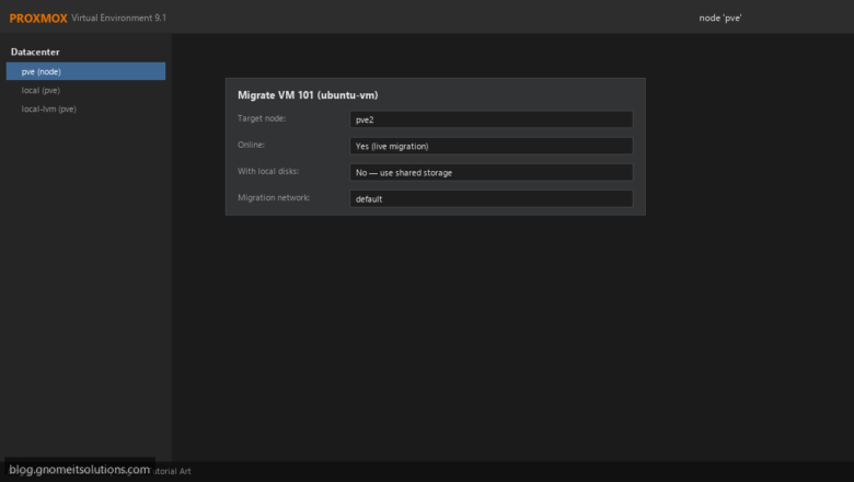 Live Migrate VM Between Proxmox Nodes (Step-by-Step)