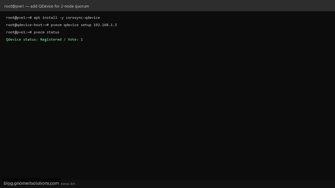 Adding QDevice for 2-node Proxmox cluster quorum