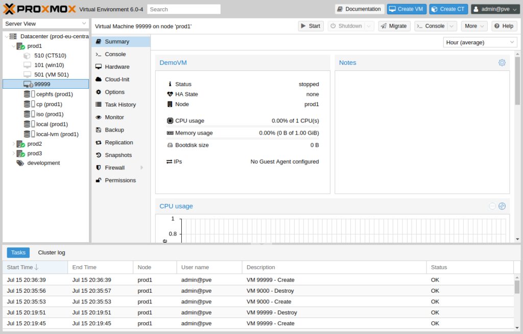 Proxmox official documentation screenshot gui-qemu-summary.png