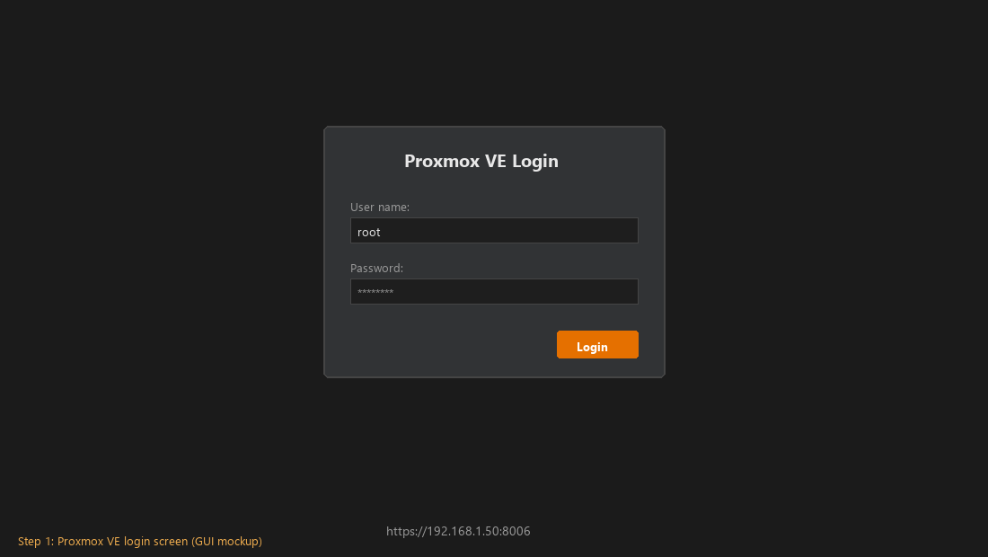 Log in to Proxmox web interface to create a virtual machine