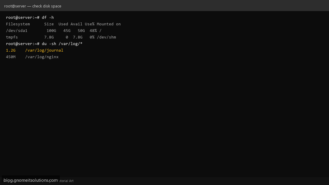 df -h check disk space linux