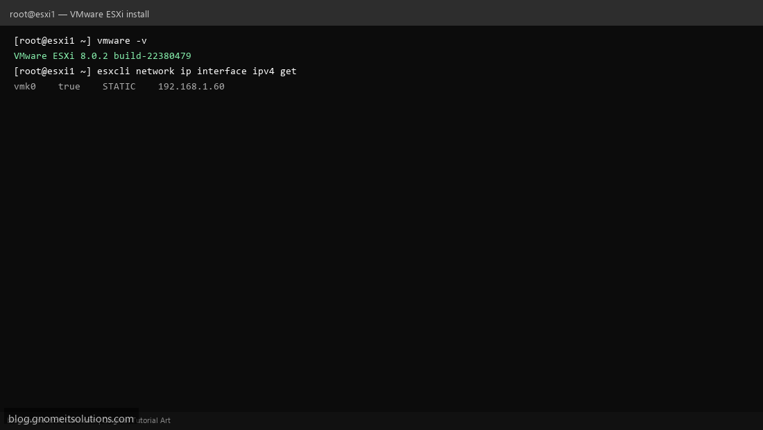 VMware ESXi bare metal installer DCUI network configuration