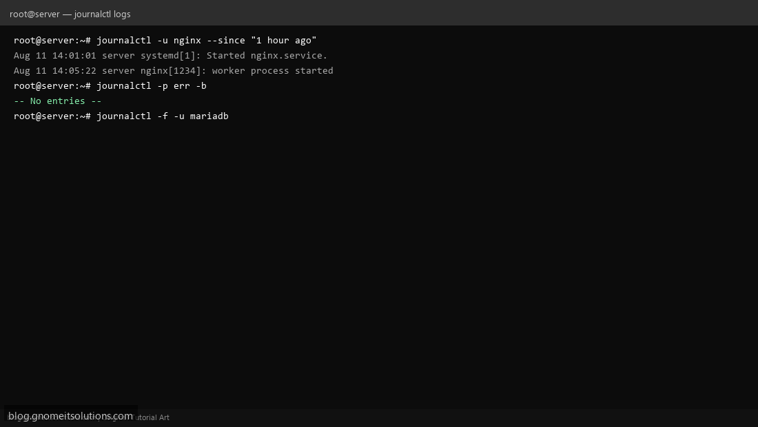 journalctl -u service logs linux