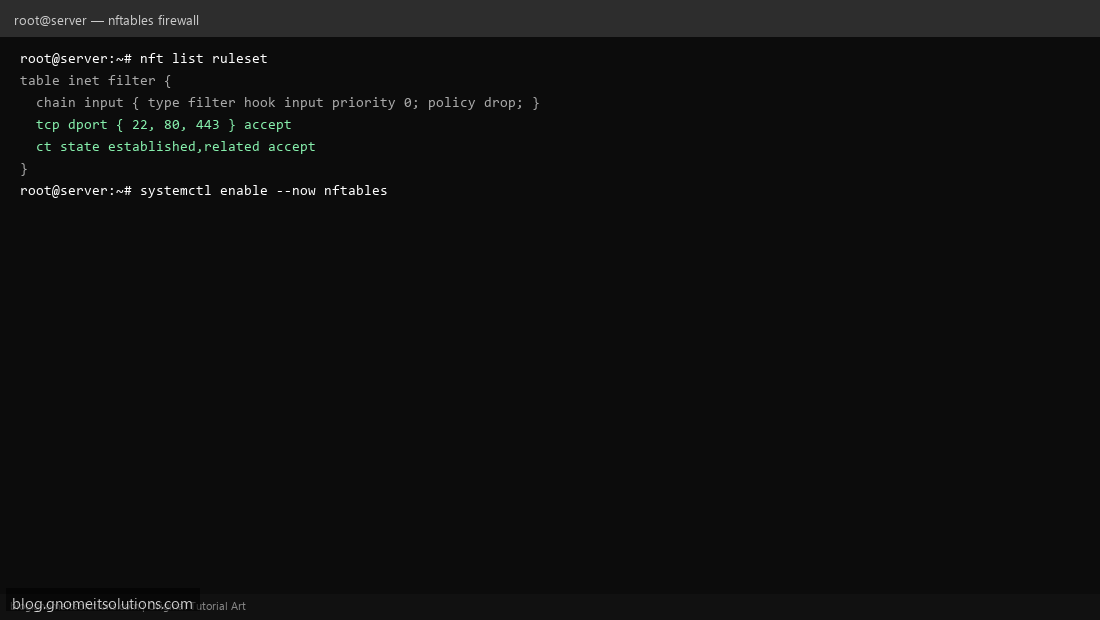 install enable nftables service linux