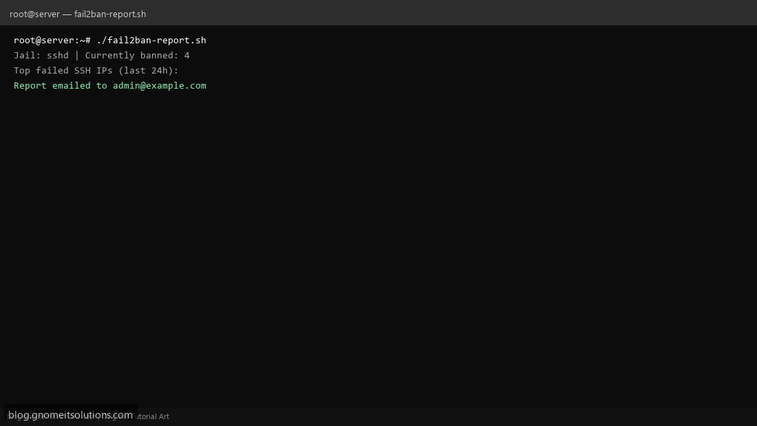 Fail2ban ban report shell script Linux