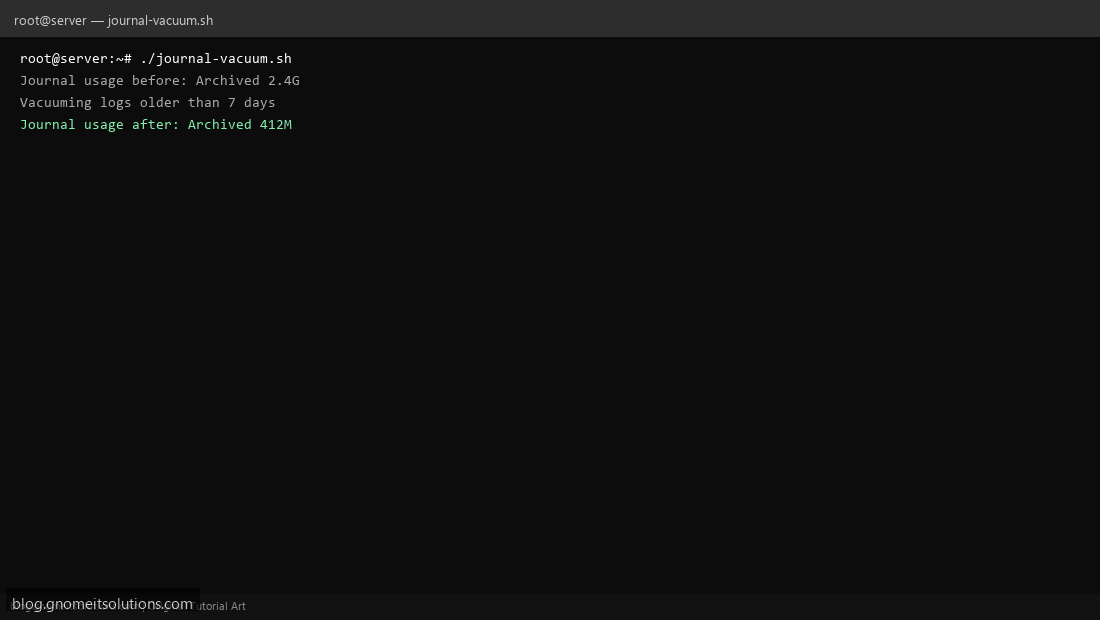 Systemd journal vacuum shell script Linux