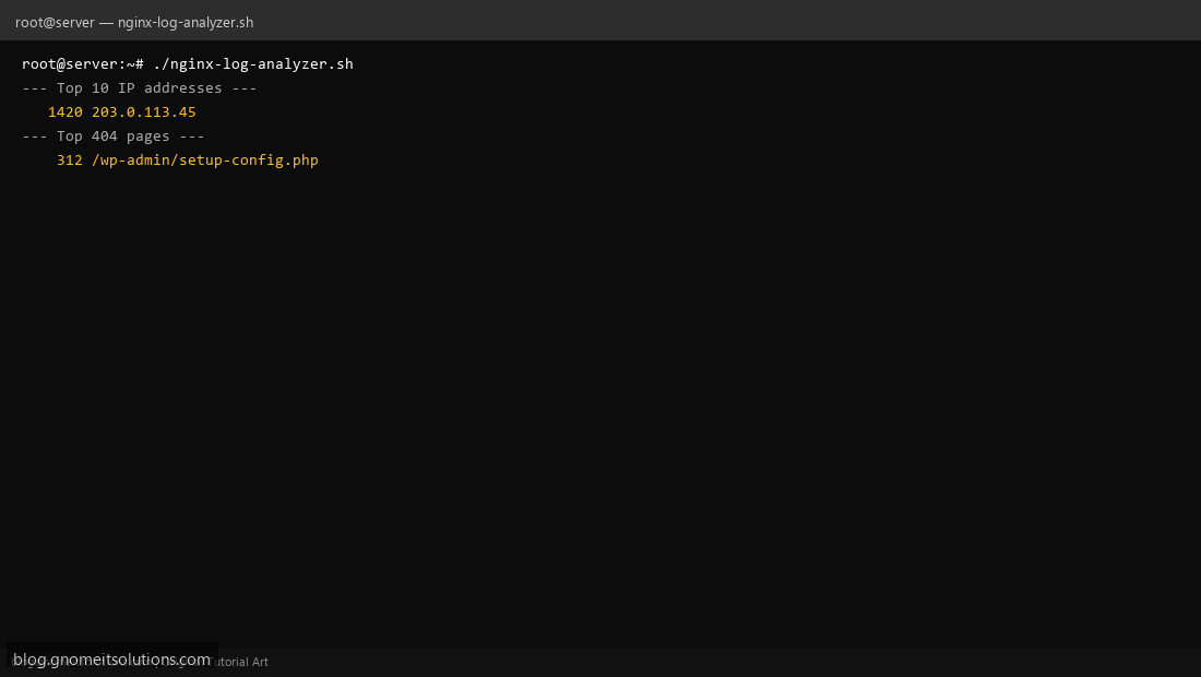 Nginx log analyzer shell script output on Linux