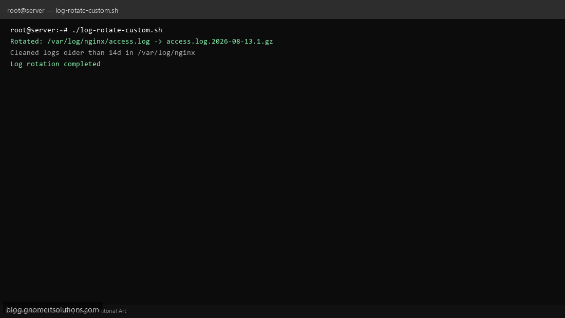 Custom log rotation shell script on Linux server